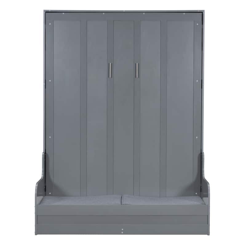 Gray Modern Queen Murphy Bed with Cushion