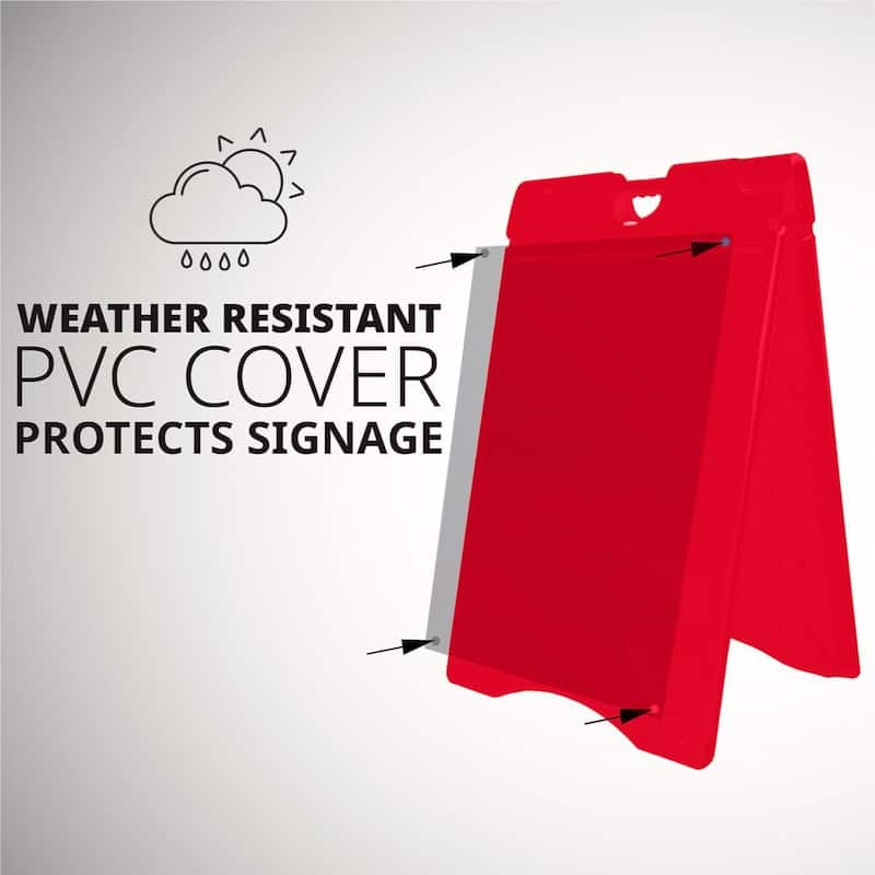 Jumbl A Frame Sandwich Board – 15.7 x 26" Display Sidewalk Sign with PVC Sign Protector (Red)
