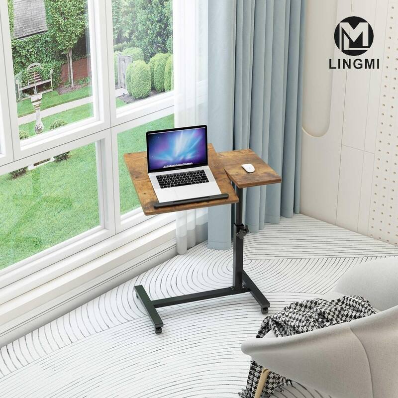 Wheels Height Adjustable Tray Table - 23.6"D x 15.9"W x 35"H