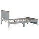 preview thumbnail 9 of 8, Full Size Wood Platform Bed Wooden Slat Support, Vintage Simple Bed Frame with Rectangular Headboard and Footboard, Grey