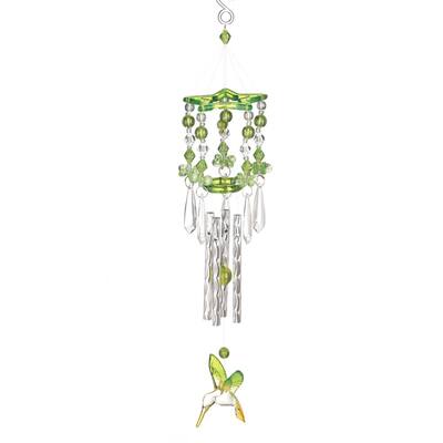 Green Hummingbird Chimes 2.5x2.5x13"