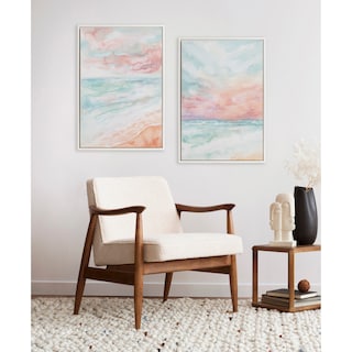 Kate and Laurel Sylvie Beaded All is Calm and Sky and Sea Framed Canvas Art Set by Julie Maida