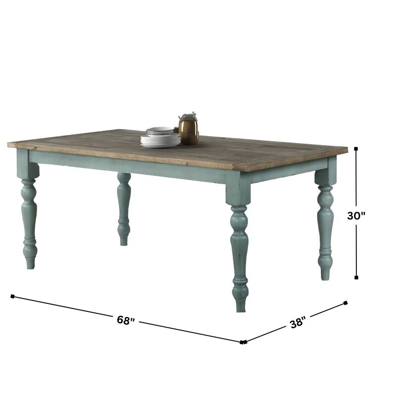 Roundhill Furniture Prato Blue and Brown Two-Tone Finish Wood Dining Table