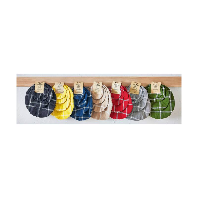 Classic Check Bowl Covers Set of 4 - Black Cotton Kitchen Textiles, Dishwasher Safe Food Wrap & Storage, Everyday Use