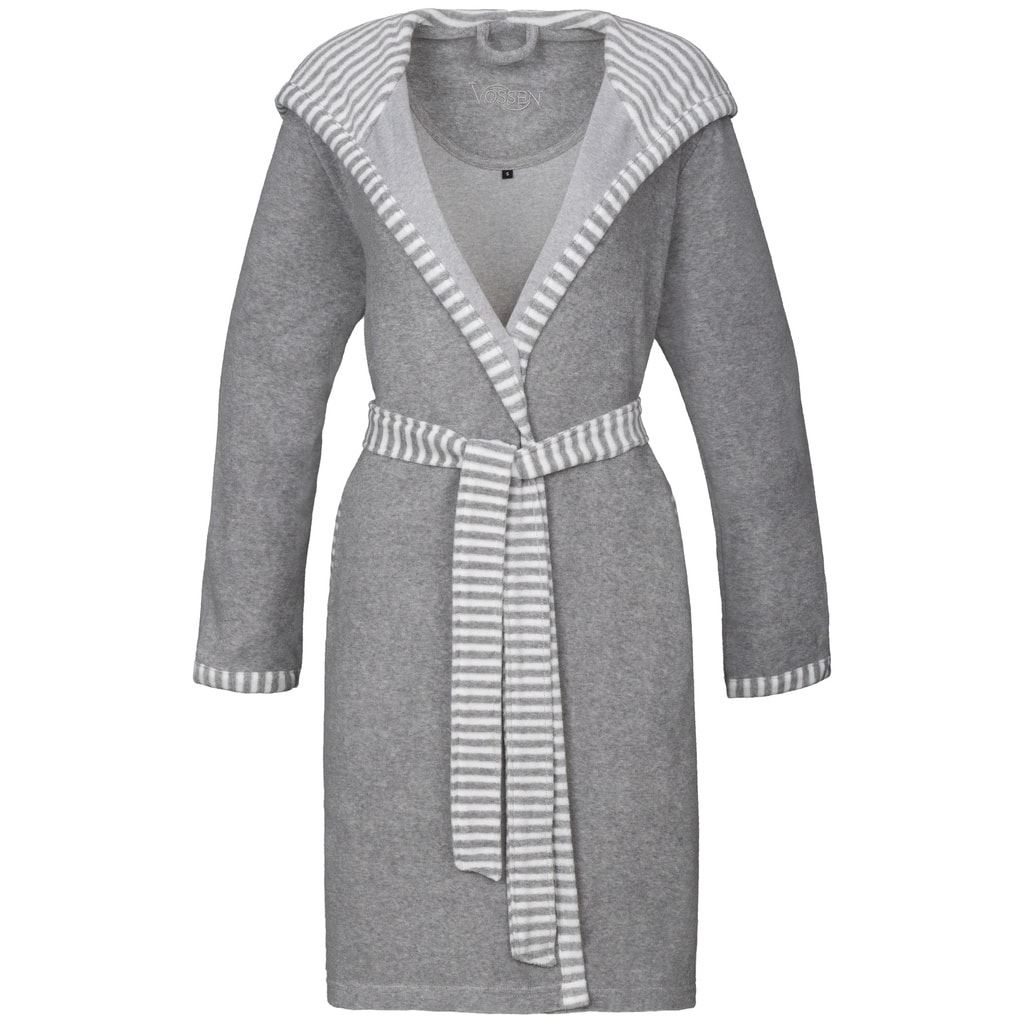 VOSSEN 'Juno' Striped Detailed Hooded Women's Robe