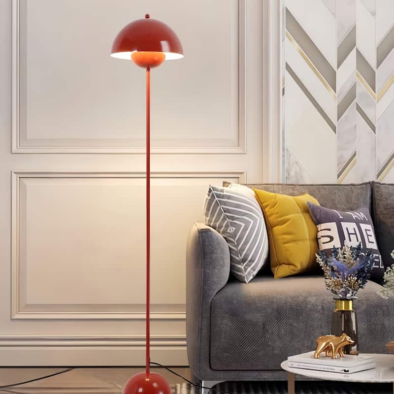 Industrial Metal Shade White/Black/Gold Floor Lamp with Foot Switch Modern Tall Standing Lamp for Living Room