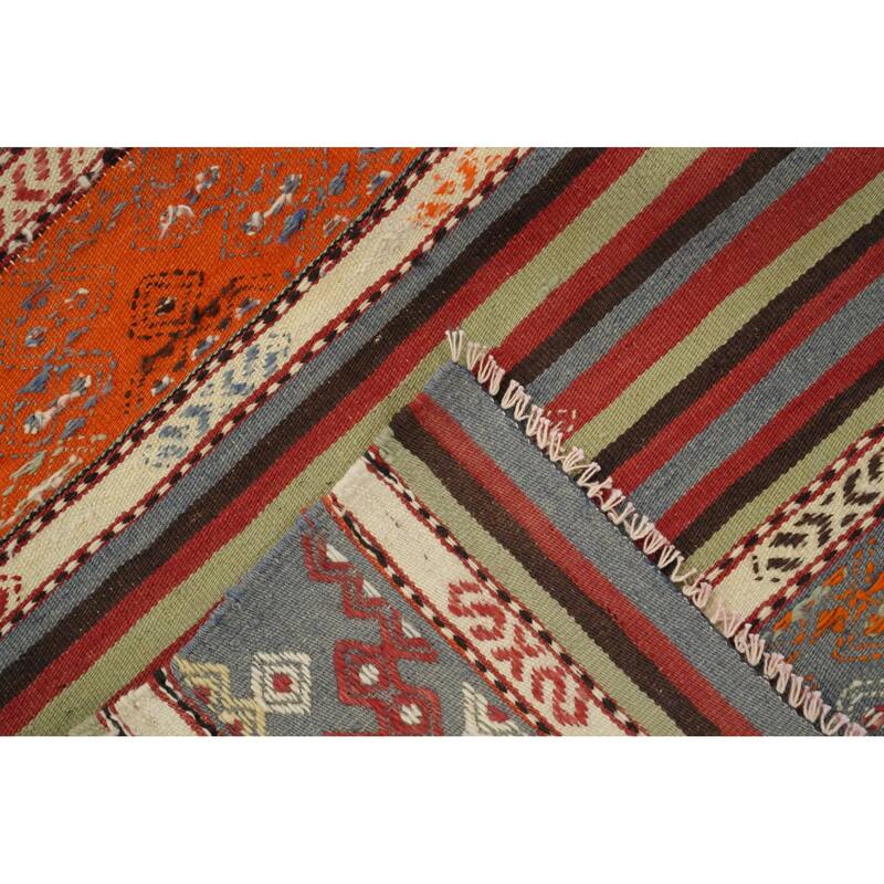 Hand Woven Oriental 100% Wool Carpet Southwestern Tribal Multi-Colored Kilim Area Rug - 8' 5'' X 5' 4''