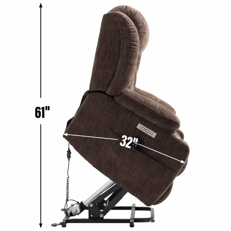 350 LBS Power Lift Recliner - Chenille, Massage, Heating, USB Ports
