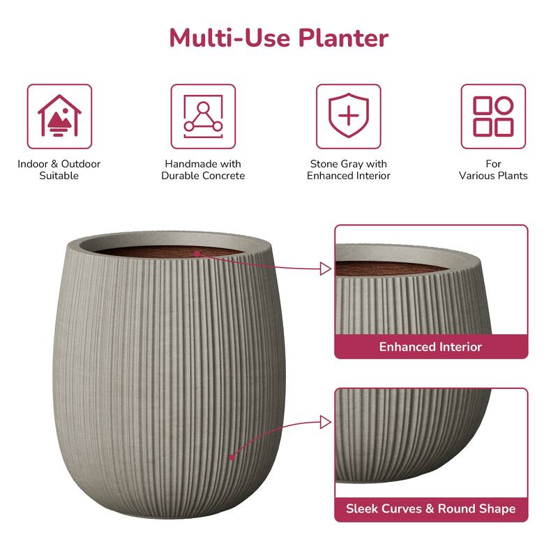 Concrete Tall Round Modern Design Planter with Drainage Hole