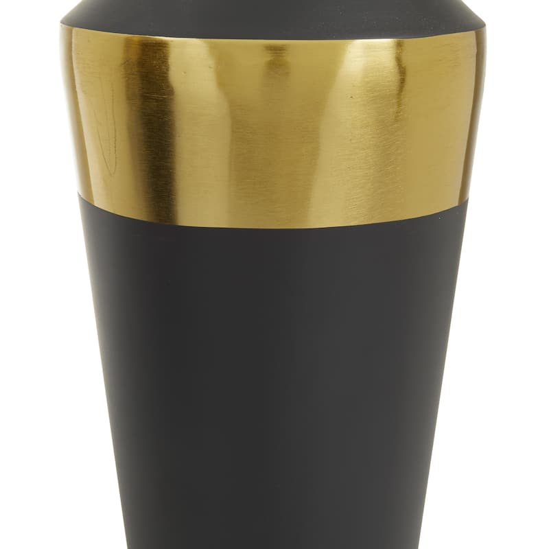 Metal Decorative Vase with Gold Band - Set of 2 Black or White - Roche River Decor