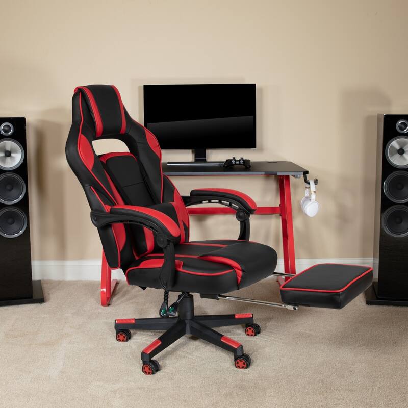 Ergonomic Gaming Chair -Recline Back/Arms, Footrest, Massaging Lumbar