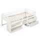 preview thumbnail 8 of 9, Twin Size Loft Bed with Two Shelves, Pine Wooden Bed with Two Drawers, Kid's Bed with Guardrails, Antique White