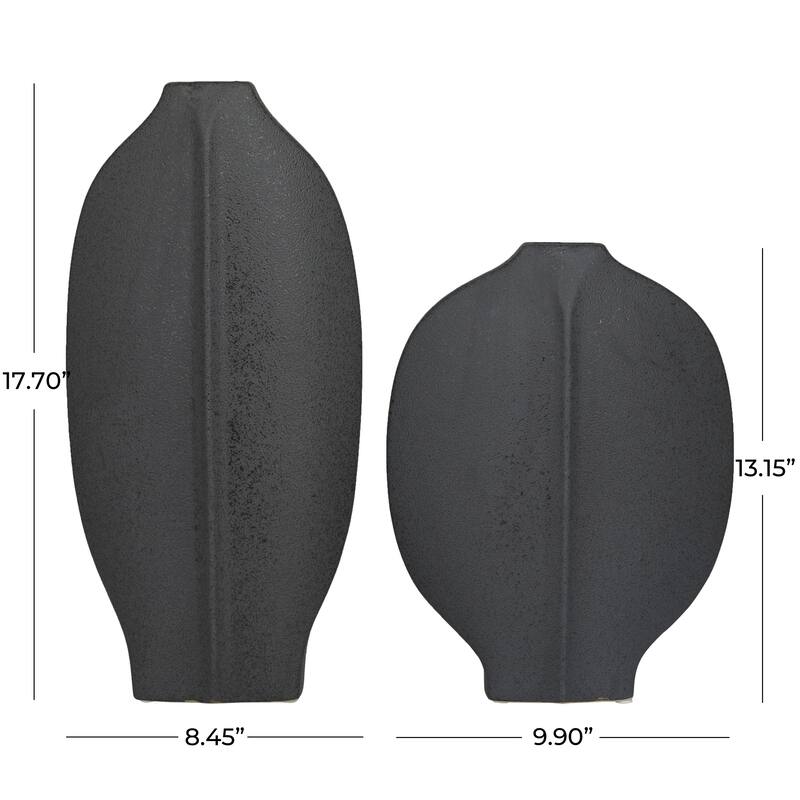 Ceramic Textured Decorative Vase - Set of 2 White or Black - CosmoLiving by Cosmopolitan