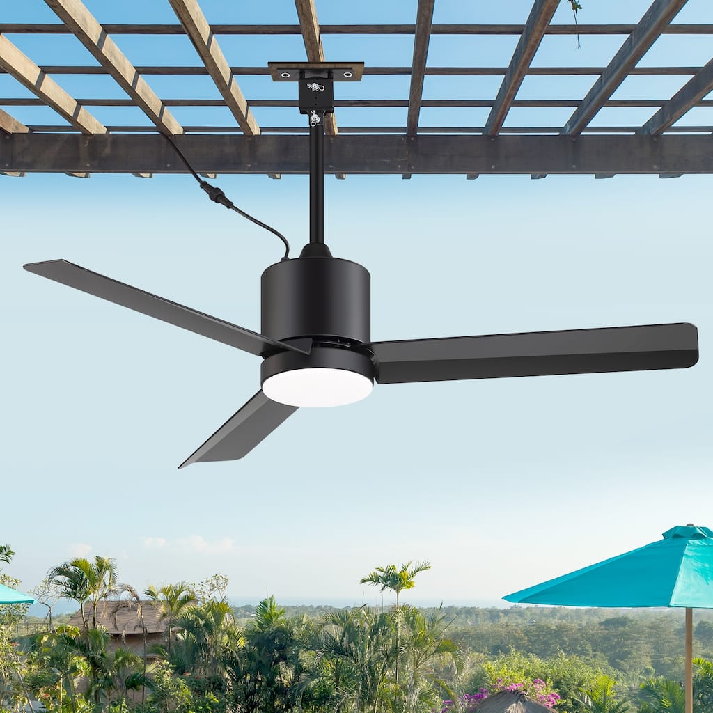 52"/42" Waterproof 3-Blade Outdoor Ceiling Fan with Dimmable LED Light and Remote
