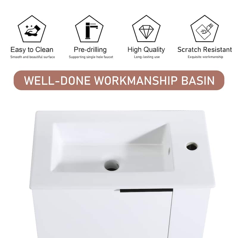 ARTCHIRLY 22" Bathroom Vanity with Ceramic Sink, Floating Bathroom Vanity with Soft Close Door