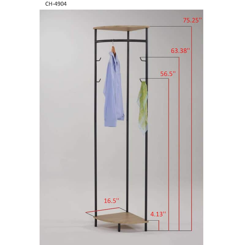 Corner Hall Tree Coat Rack With Shelf & Shoe Storage