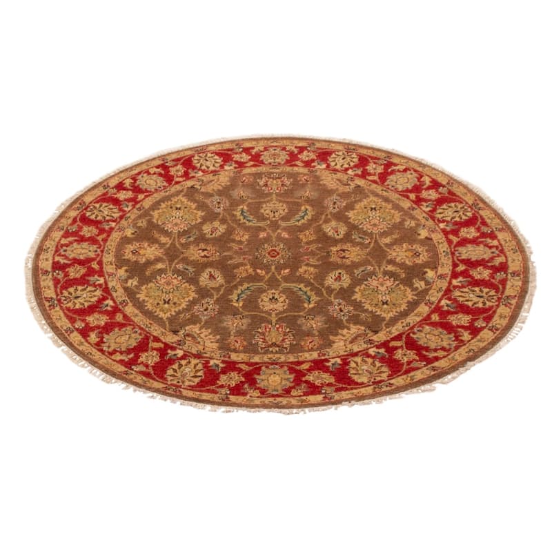 ECARPETGALLERY Hand-knotted Jamshidpour Brown Wool Rug - 5' x 5'
