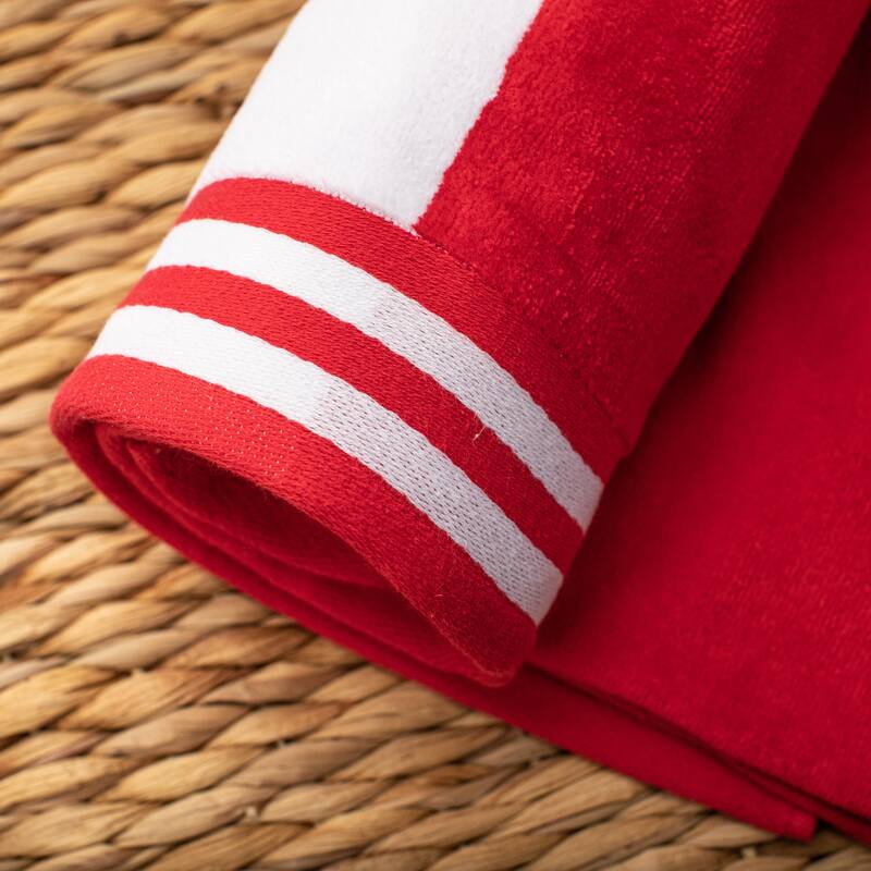 Superior Cabana Stripe Oversized Cotton Beach Towel (Set of 2)