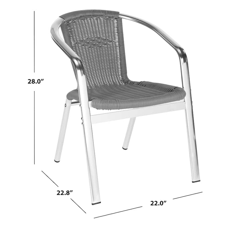 SAFAVIEH Wrangell Grey Indoor/Outdoor Stackable Chairs (Set of 2) - 22"W x 23"D x 28"H