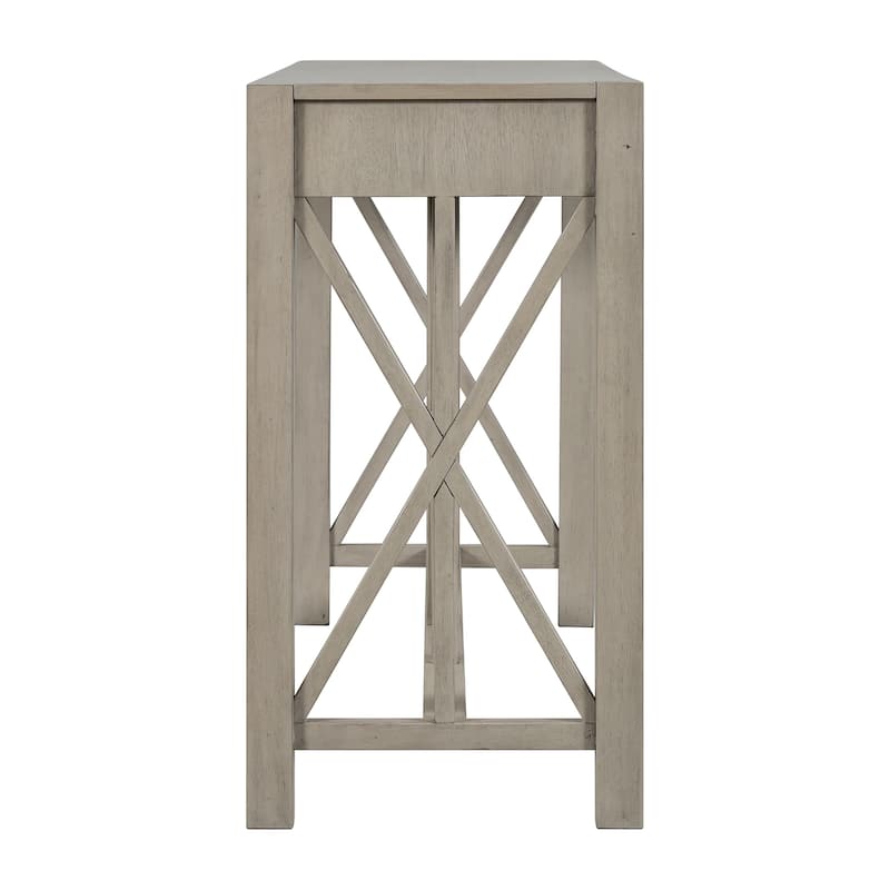 60-Inch Acacia Veneer Entryway Table – 4 Drawers, Crisscross Legs & Open Shelf Storage‌