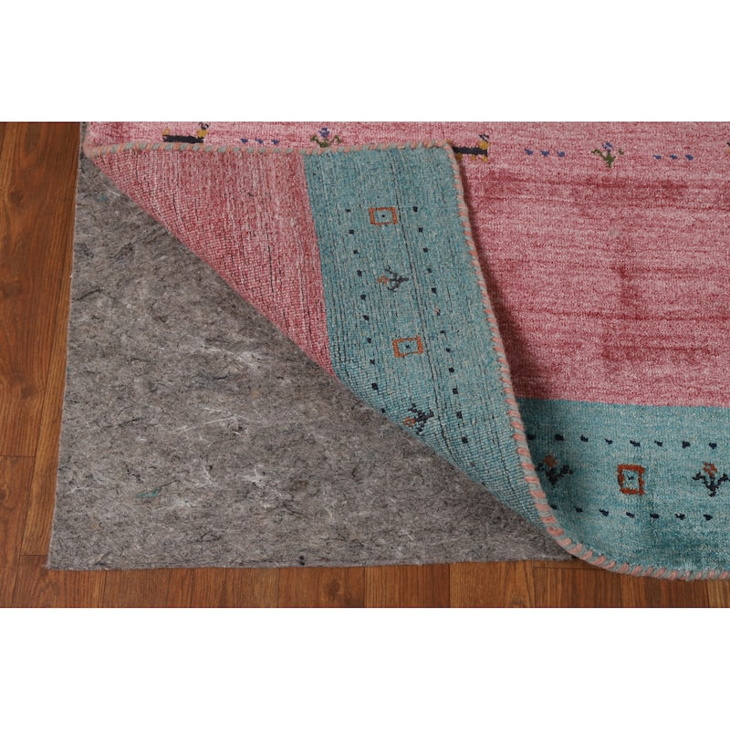Little Animals Pink Gabbeh Oriental Rug Hand-Knotted Wool Carpet - 3'11" x 5'10"