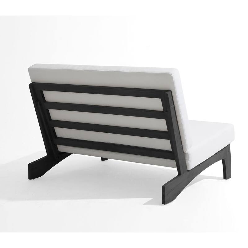 2-Piece Outdoor Teak Wood Loveseat Patio Set with Side Table