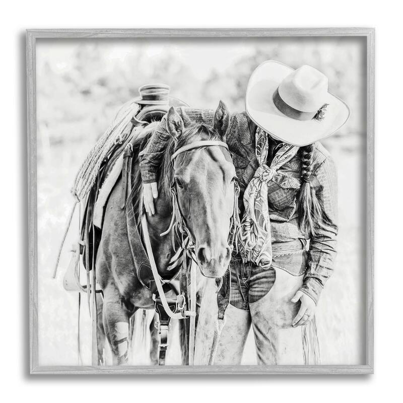 Stupell True Love Cowboy Photography Framed Giclee Art Design by PBurchettePhoto - 12 x 12 - Grey