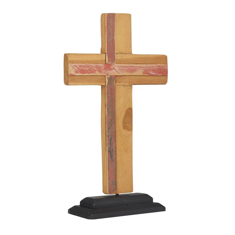 Wood Cross Handmade Sculpture - Brown - Roche River Decor