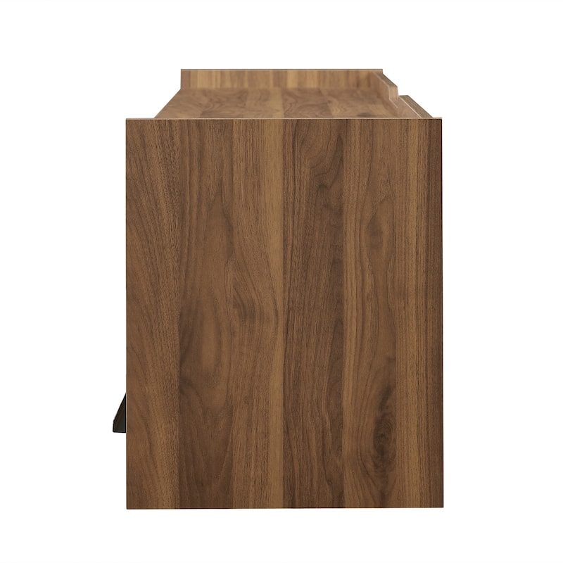 LED TV Stand for TVs up to 80" Wood TV Console with 4 Storage Drawer Media Console Table with Built-in Charging Ports