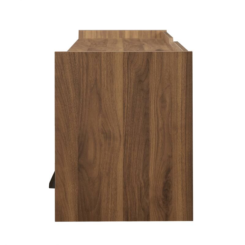 Modern LED TV Stand with 4 Drawers Built-In Charging Ports and Tempered Glass Panel, for Living Rooms