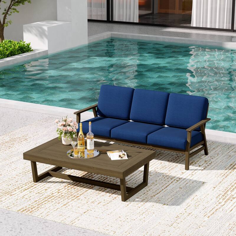 2-Piece Teak Outdoor Sofa Set with Table