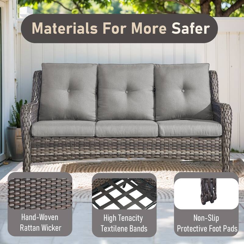 Fire Pit Table with Patio Sofa Club Chairs Grey-Grey - Grey
