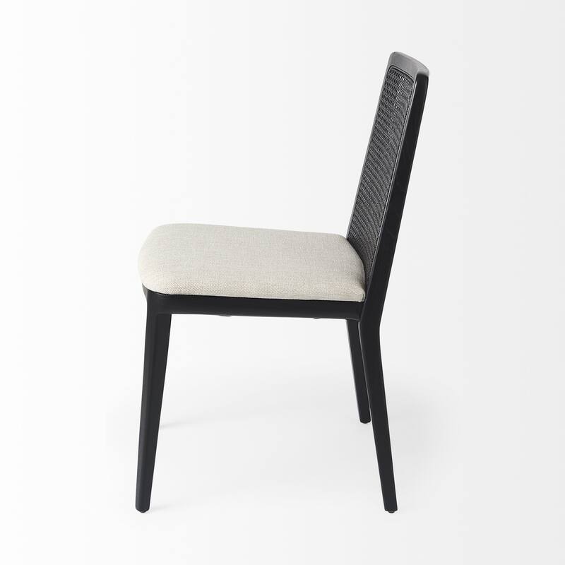 Light Uholstery and Cane Armless Dining Chair - 23" W x 34" H x 19" D