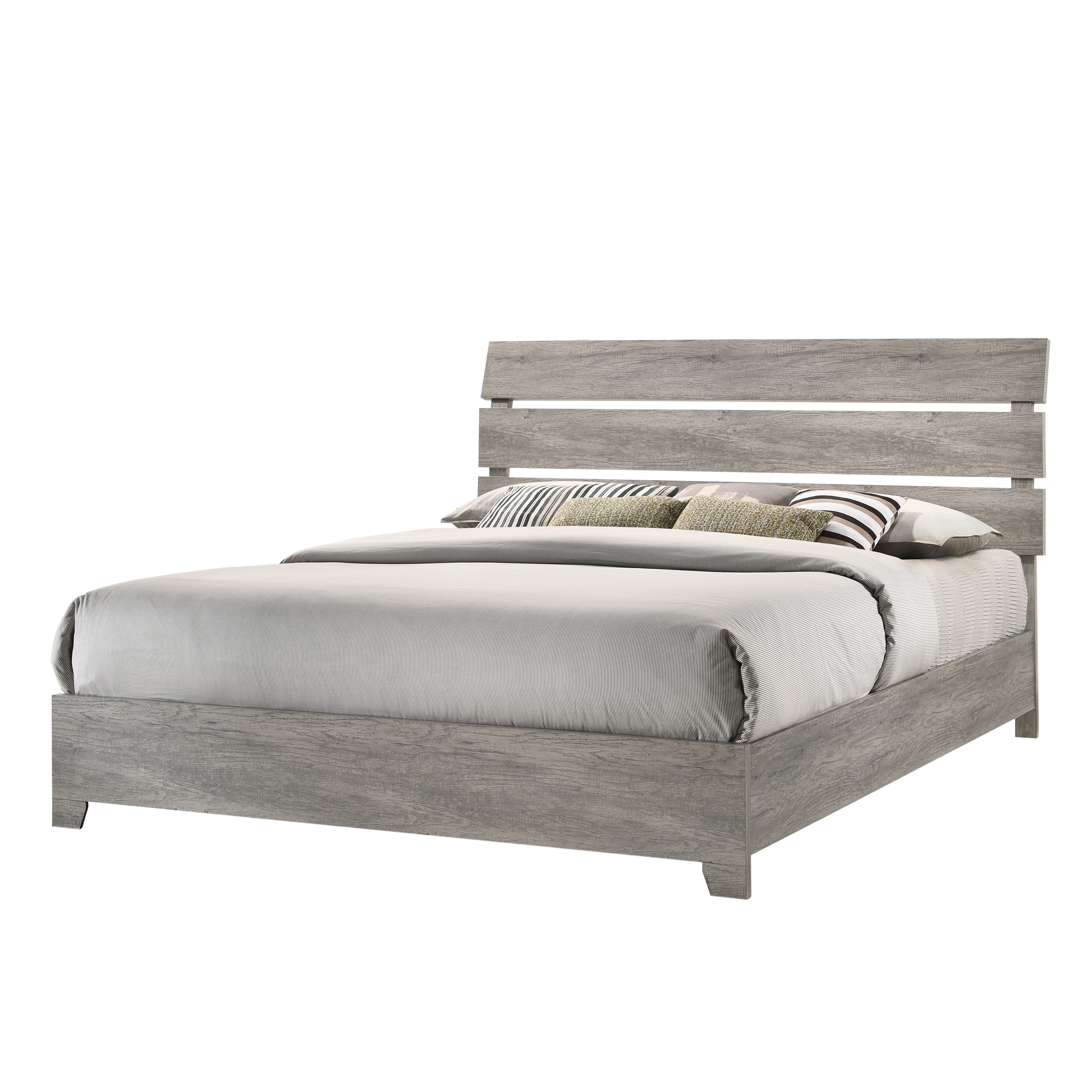 Perrine 3 Piece Gray Platform Bedroom Set