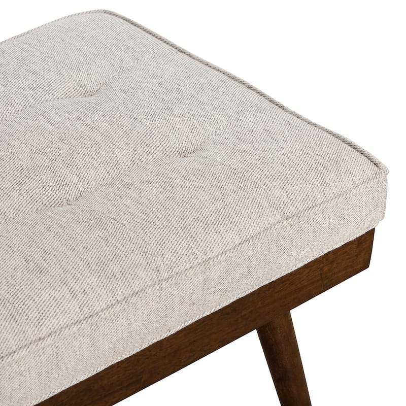 Poly & Bark Luca Fabric Bench - Tufted Seat with Solid Wood Legs