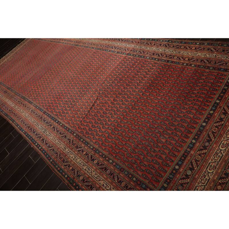 6'11''x15'9'' Hand Knotted Wool Antique Rose Paisley Rug - 6' 11'' x 15' 9''