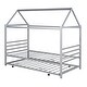 preview thumbnail 10 of 10, Twin Size Metal House-Shaped Platform Bed with Trundle, Stylish Design and Extra Guest Sleeping Space, Silver