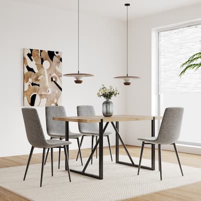 5-Piece Wood Dining Table Set Kitchen Dining Table Set with Waterproof High-Back Chairs, Anti-Slip Feet Wood