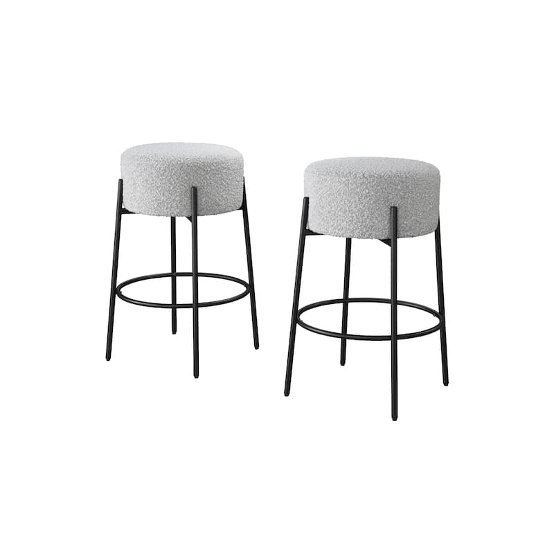 LuXeo Danica Bar Stool Black Steel Legs with Upholstered Seat (Set of 2)
