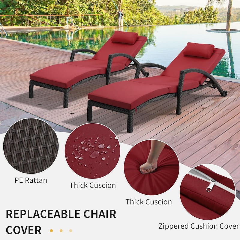 EROMMY Outdoor Patio Lounge Chair, Adjustable Recliner Outdoor Lounge Chairs, Multiple Colors Available