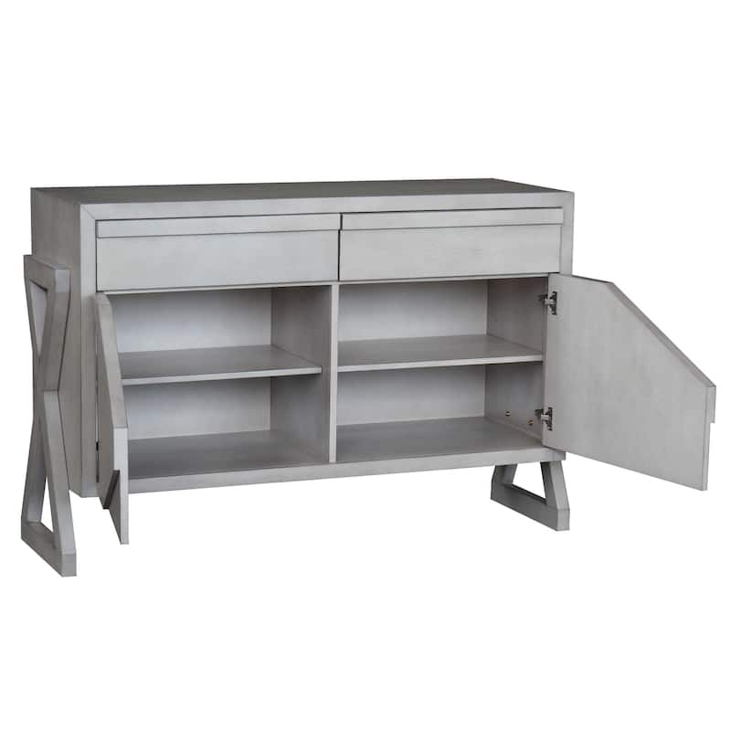 Wash Gray Wood Sideboard Buffet Storage Cabinet