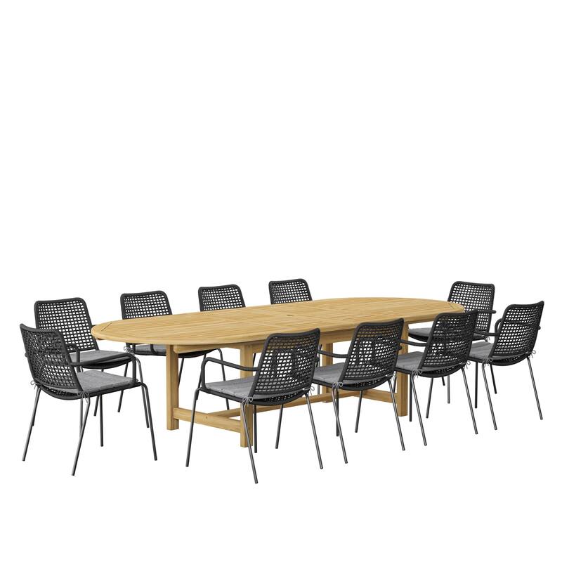 Amazonia Warminster 11-Piece Teak Finish Patio Dining set