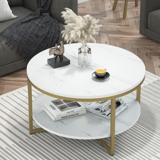 2 Tier Cocktail Table with Storage Shelf for Living Room Look Accent Furniture with Metal Frame Modern Studio Collection Classic Rectangular Modern Home Coffee Table