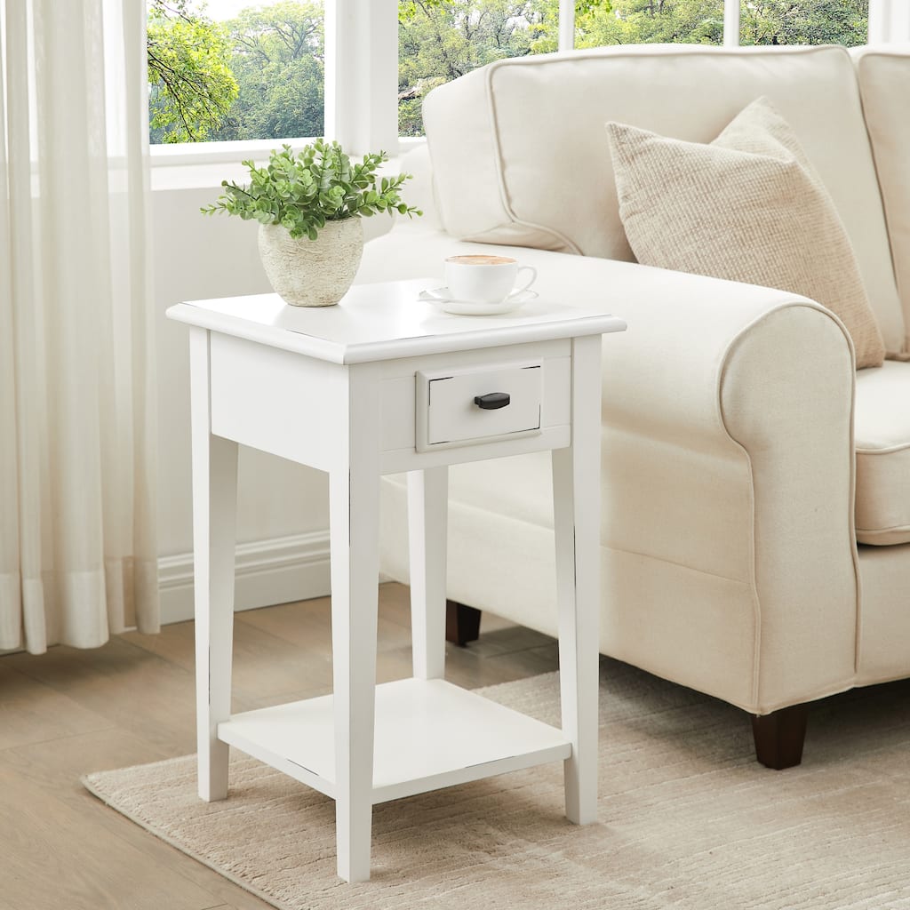 Leick Home One Drawer Square Side Table with Shelf