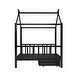 preview thumbnail 28 of 28, Full Size Metal House Platform Kids Bed Frame with Headboard, Footboard, 2-Storage Drawers & Roof Design for Bedroom, White