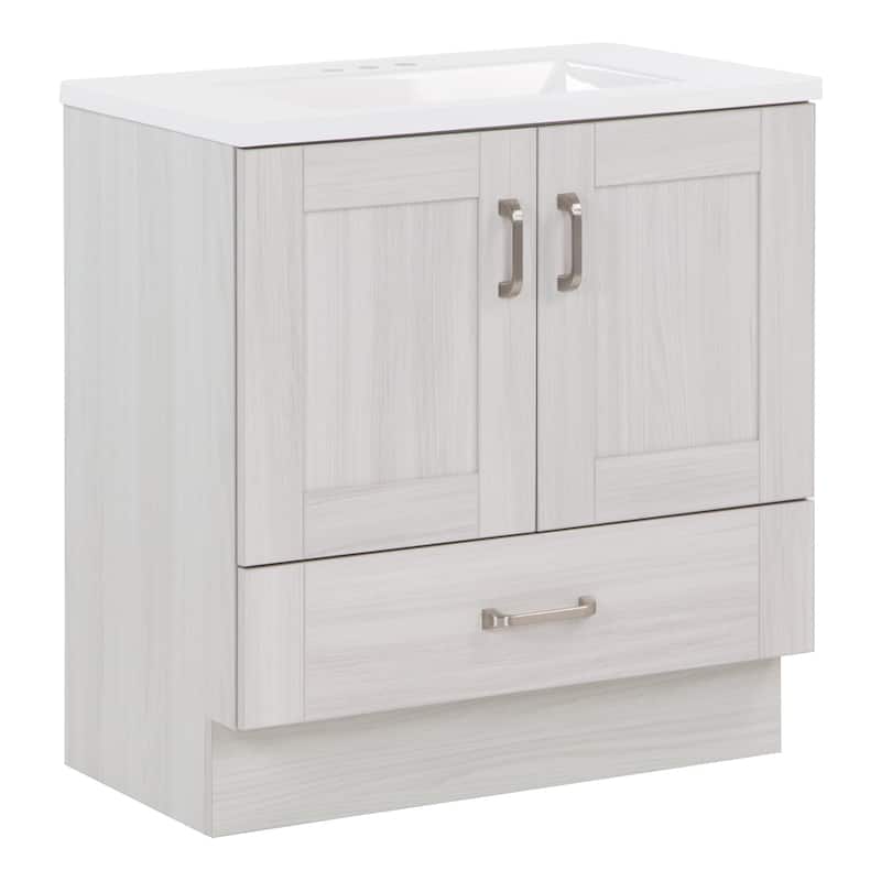 Spring Mill Cabinets Noelani 30" Bathroom Vanity With 2-Door Cabinet, Drawer, and White Sink Top