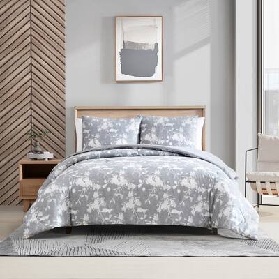 Kenneth Cole Shadow Floral Cotton Grey Duvet Cover Set