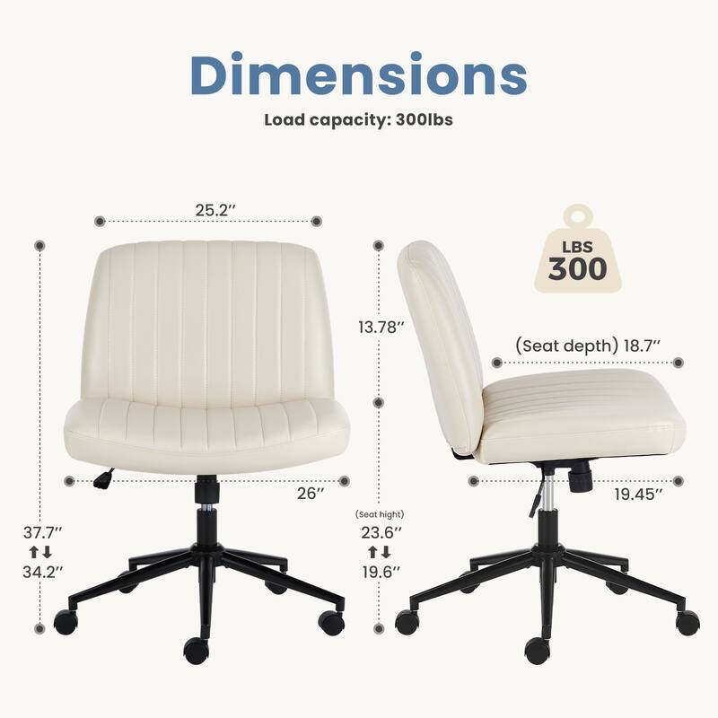 Criss Cross Legged Wheels Home Office Desk Chair, Leather Stools