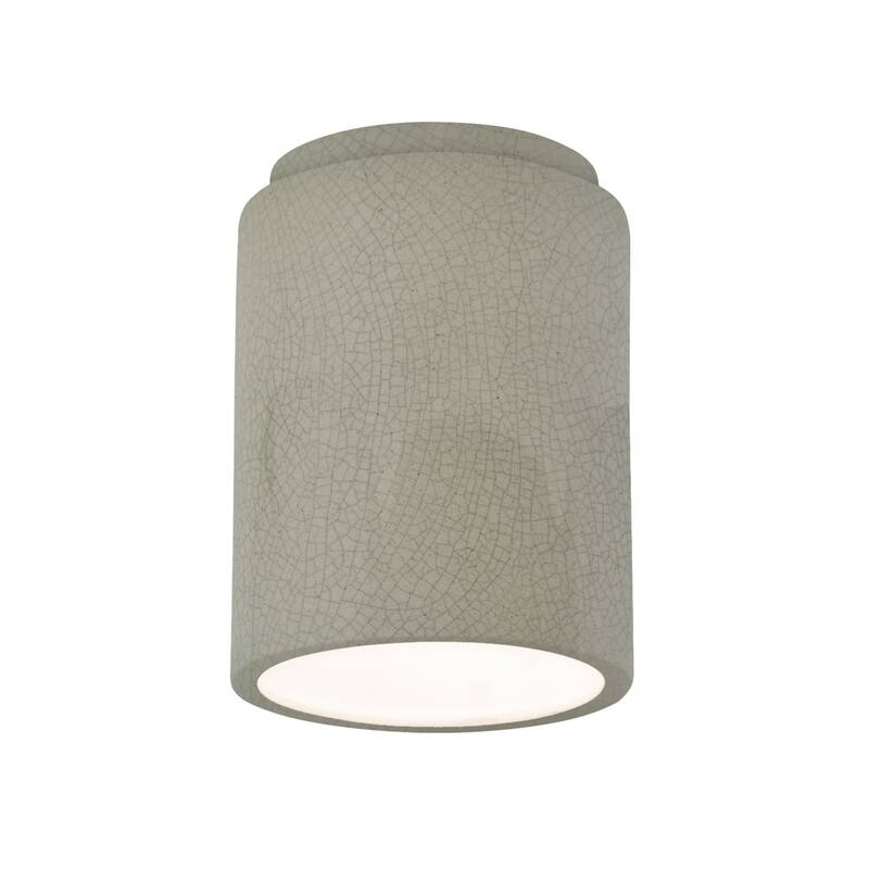 Justice Design Radiance - Cylinder Flush-Mount - Replaceable Bulb - Celadon Green Crackle
