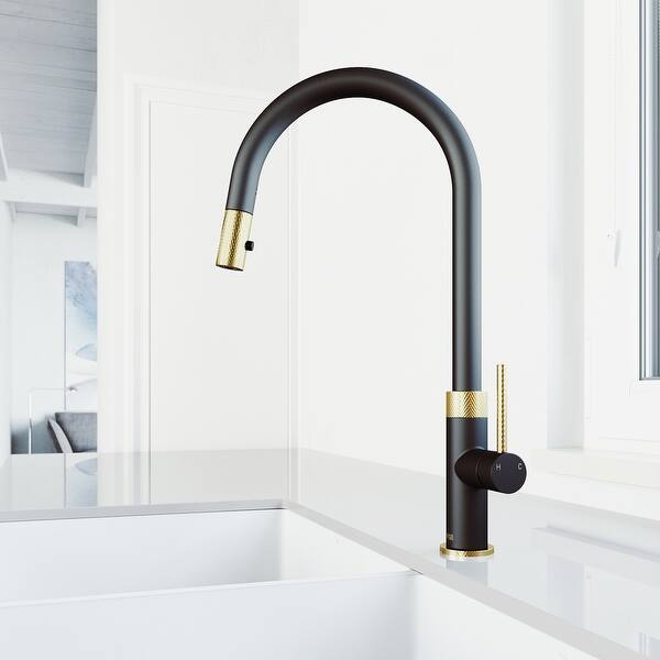 Shop Vigo Bristol Kitchen Faucet In Matte Brushed Gold And Matte Black Overstock 32077381